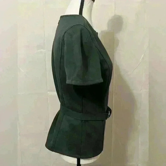 Ann Taylor Suede Green Top XS with Removable Belt -‎ Stylish, Work, Womens - Picture 4 of 6